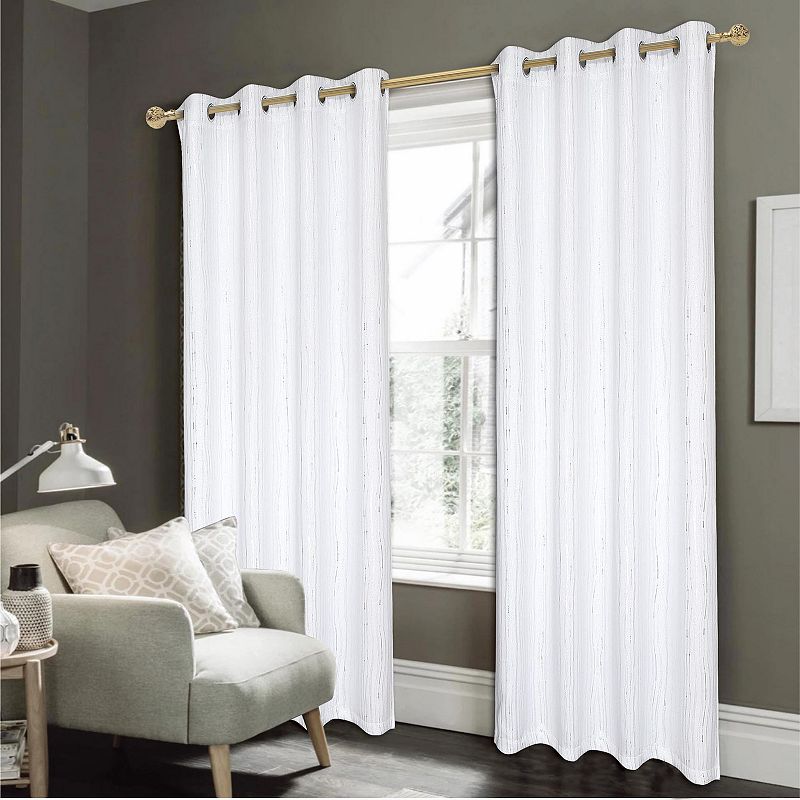 Timeless Iceland Metallic Blackout Window Curtain Panel Grommet Curtain Panel 54 X 90 White