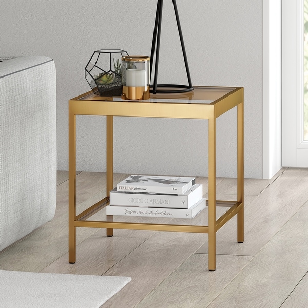 Alexis Modern Metal and Glass Square Side Table