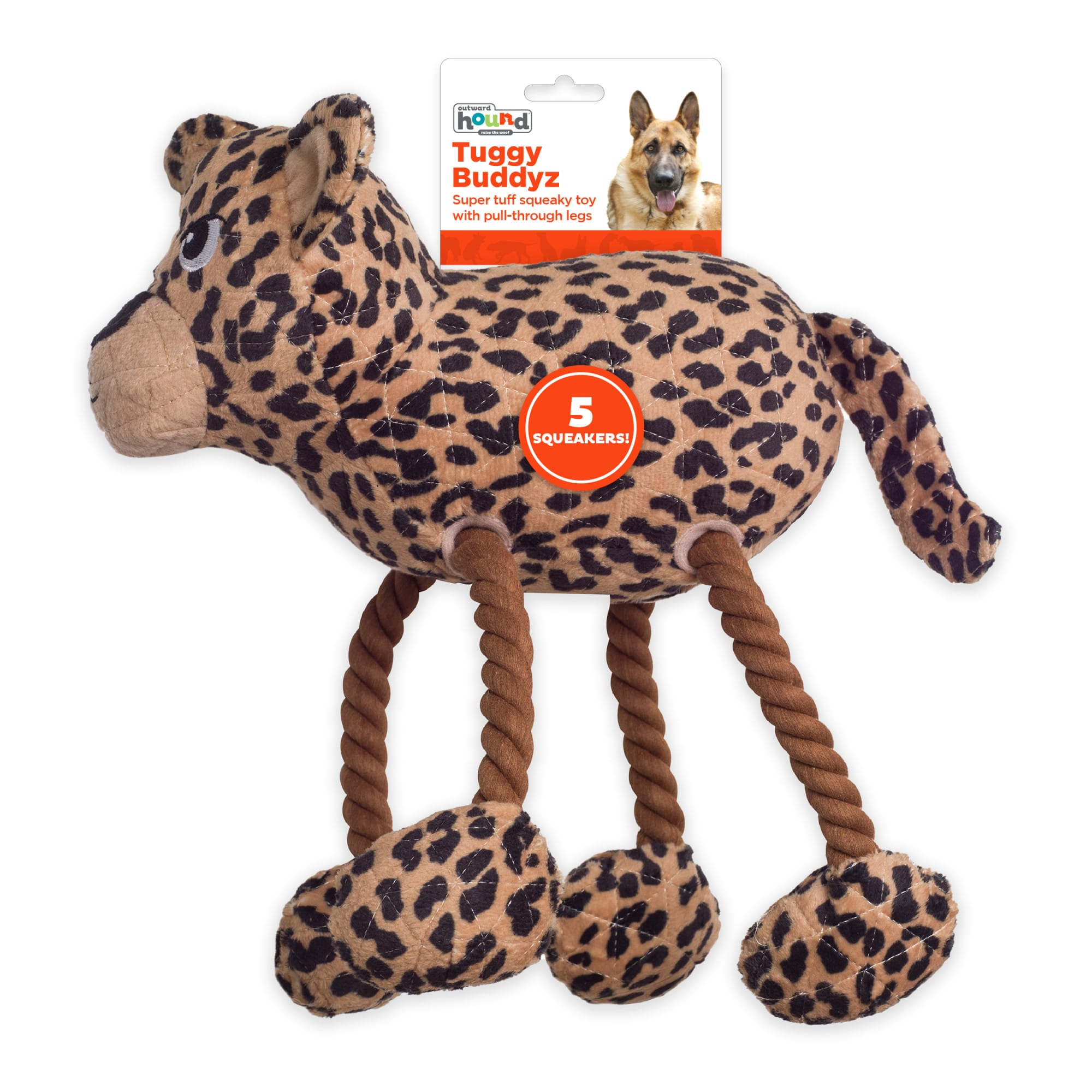 Outward Hound Xtreme Yellow Seamz Leopard Dog Toy， 3X-Large