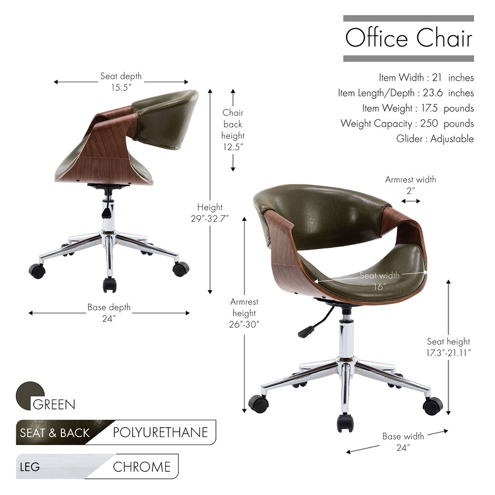 Porthos Home Aeko Office Chair  PU Leather  Height Adjustable Seat