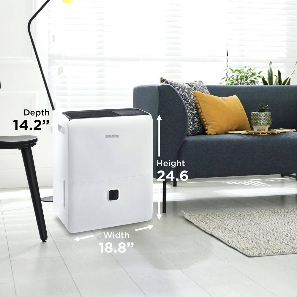 Danby 60 pt. 6000 sq.ft. Dehumidifier in. White with Direct drain DDR060BMPWDB