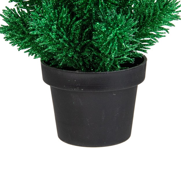 Northlight 8 5in Green Potted Glittered Artificial Pine Christmas Tree Unlit