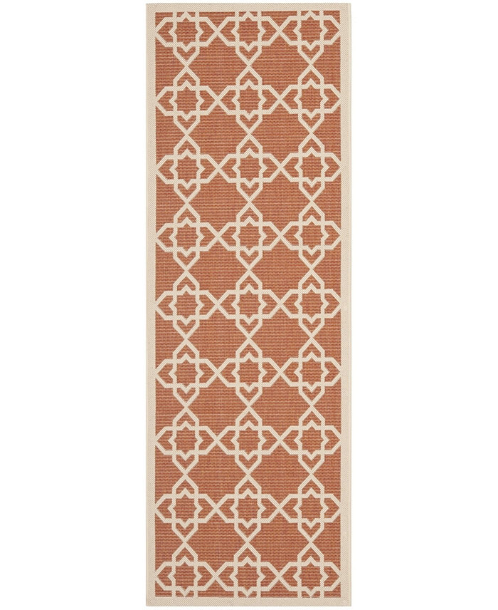 Safavieh Courtyard CY6032 Terracotta and Beige 2'3 x 6'7 Runner Outdoor Area Rug