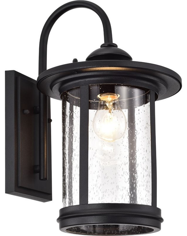 CHLOE Cole Transitional 1 Light Textured Black Outdoor Wall Sconce 12 quotHeight   Transitional   Outdoor Wall Lights And Sconces   by Homesquare  Houzz