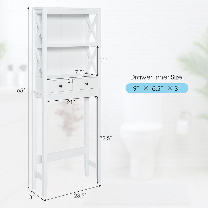 Toilet Space Saver Bathroom Organizer Storage Shelf with Drawers