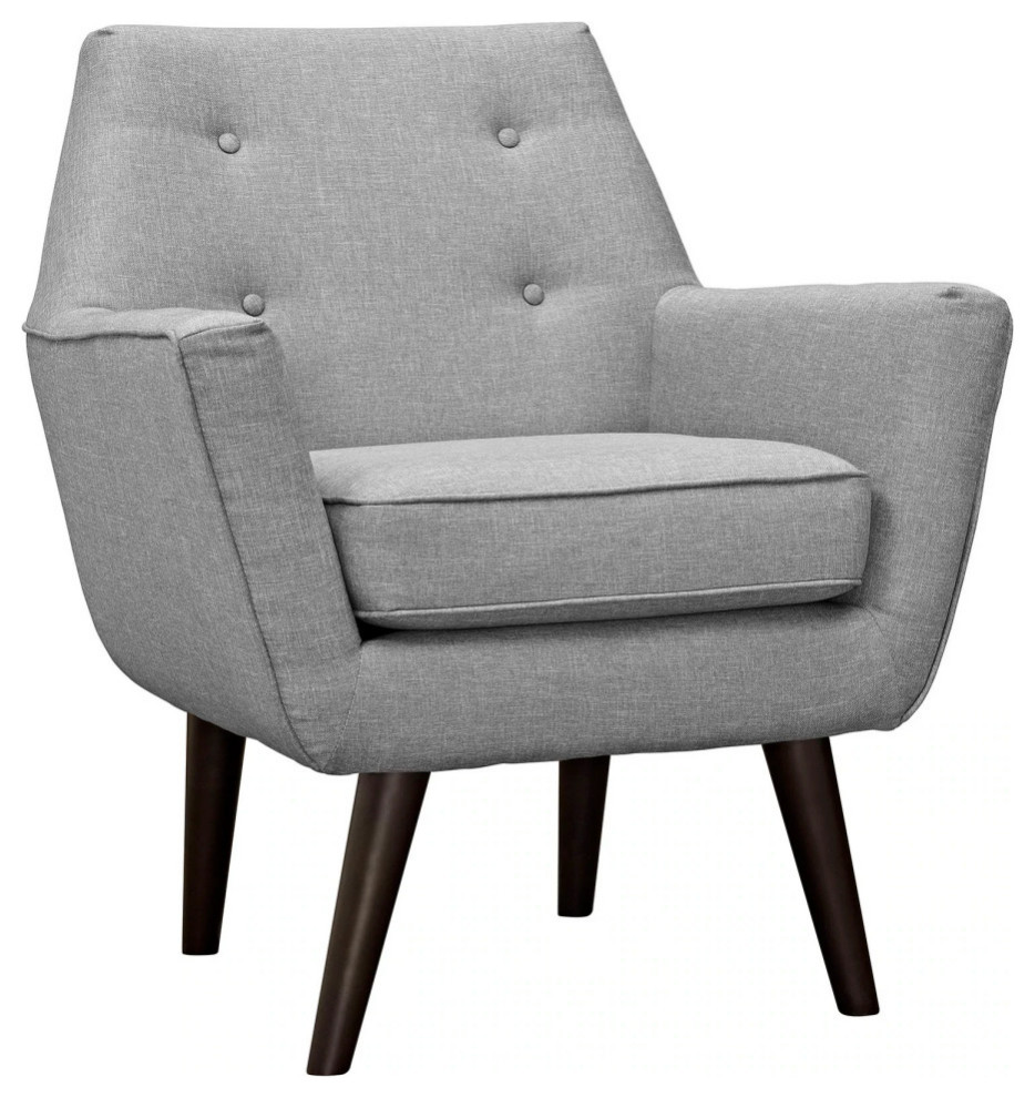 Ezra Light Gray Upholstered Fabric Armchair   Midcentury   Armchairs And Accent Chairs   by Peachtree Fine Furniture  Houzz