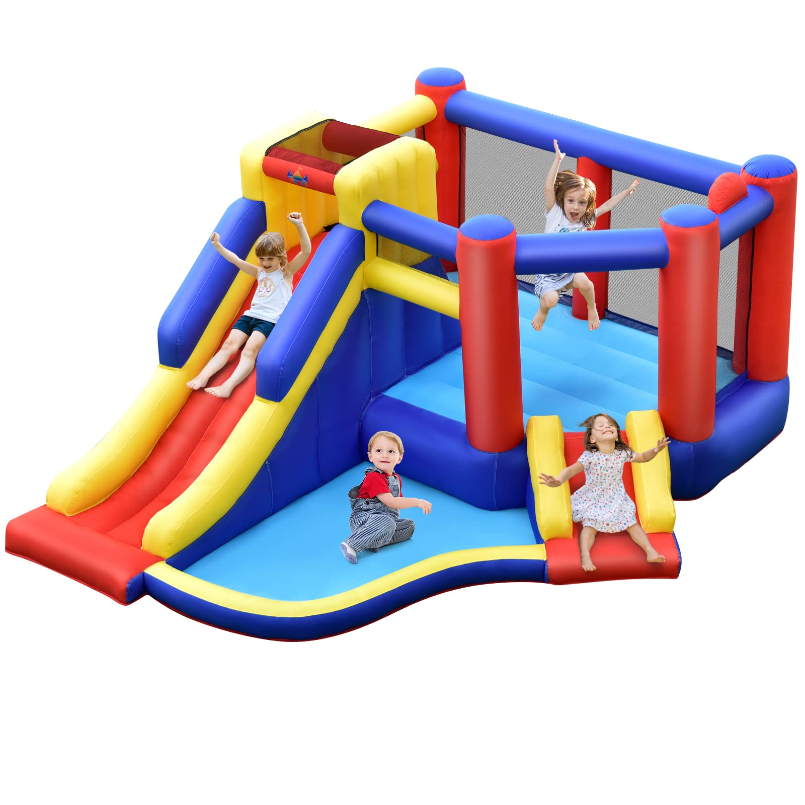 Costzon Inflatable Bounce House with Large Jumping Area, Indoor Outdoor Giant Jumping Bouncy Castle