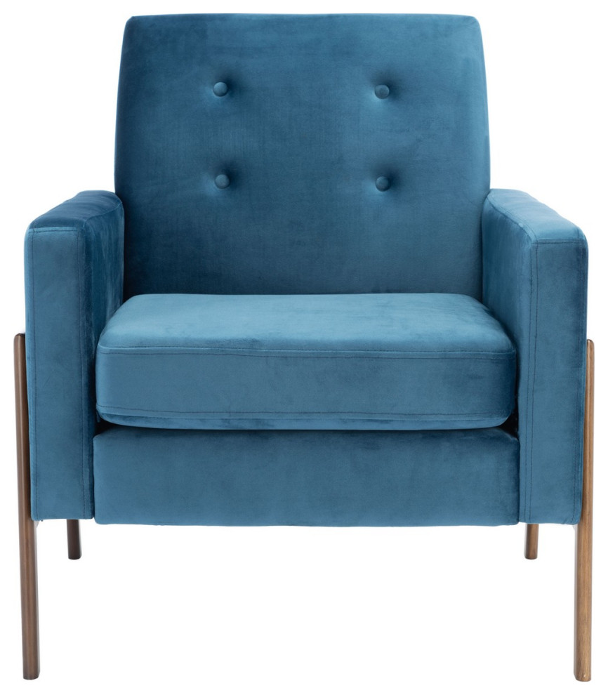 Donald Sofa Accent Chair Blue Velvet   Contemporary   Armchairs And Accent Chairs   by Peachtree Fine Furniture  Houzz