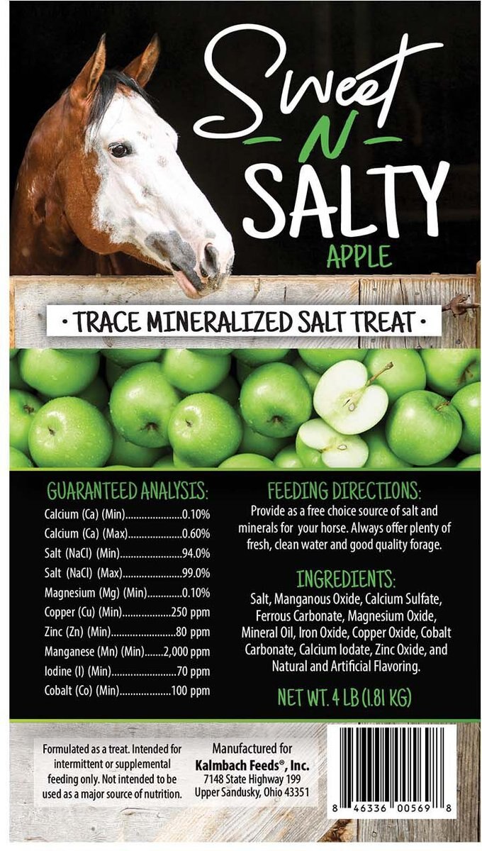 Kalmbach Feeds Sweet N Salty Apple Flavored Horse Salt Treat， 4-lb brick