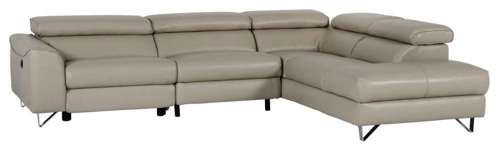 Divani Casa Versa Light Taupe Eco Leather Chaise Sectional With Recliner   Contemporary   Sectional Sofas   by Vig Furniture Inc.  Houzz