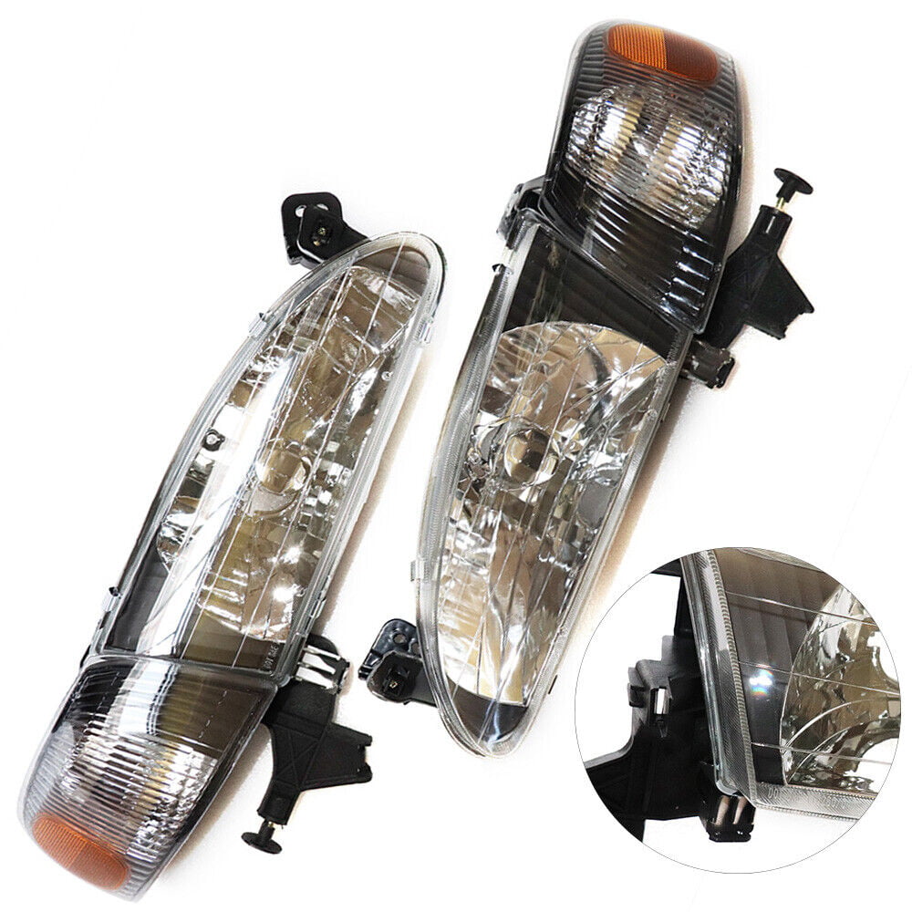 SHZICMY Pair Headlights AssemblyandCorner Signal Lamps For 1998-2000 Toyota Corolla Left+Right Side