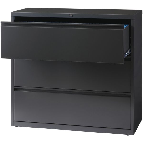 Lorell 3-Drawer Black Lateral File Cabinet， Letter/Legal/A4， 42