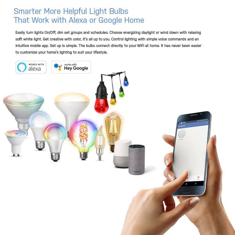 Feit Electric 90-Watt Equivalent PAR38 LED Color and Tunable White Dimmable Smart Home Wi-Fi Connected Wireless Light Bulb (4-Pack) PAR38RGBWCAAG4