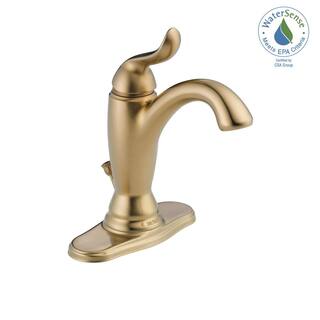 Delta Linden Single Hole Single-Handle Bathroom Faucet with Metal Drain Assembly in Champagne Bronze 594-CZMPU-DST