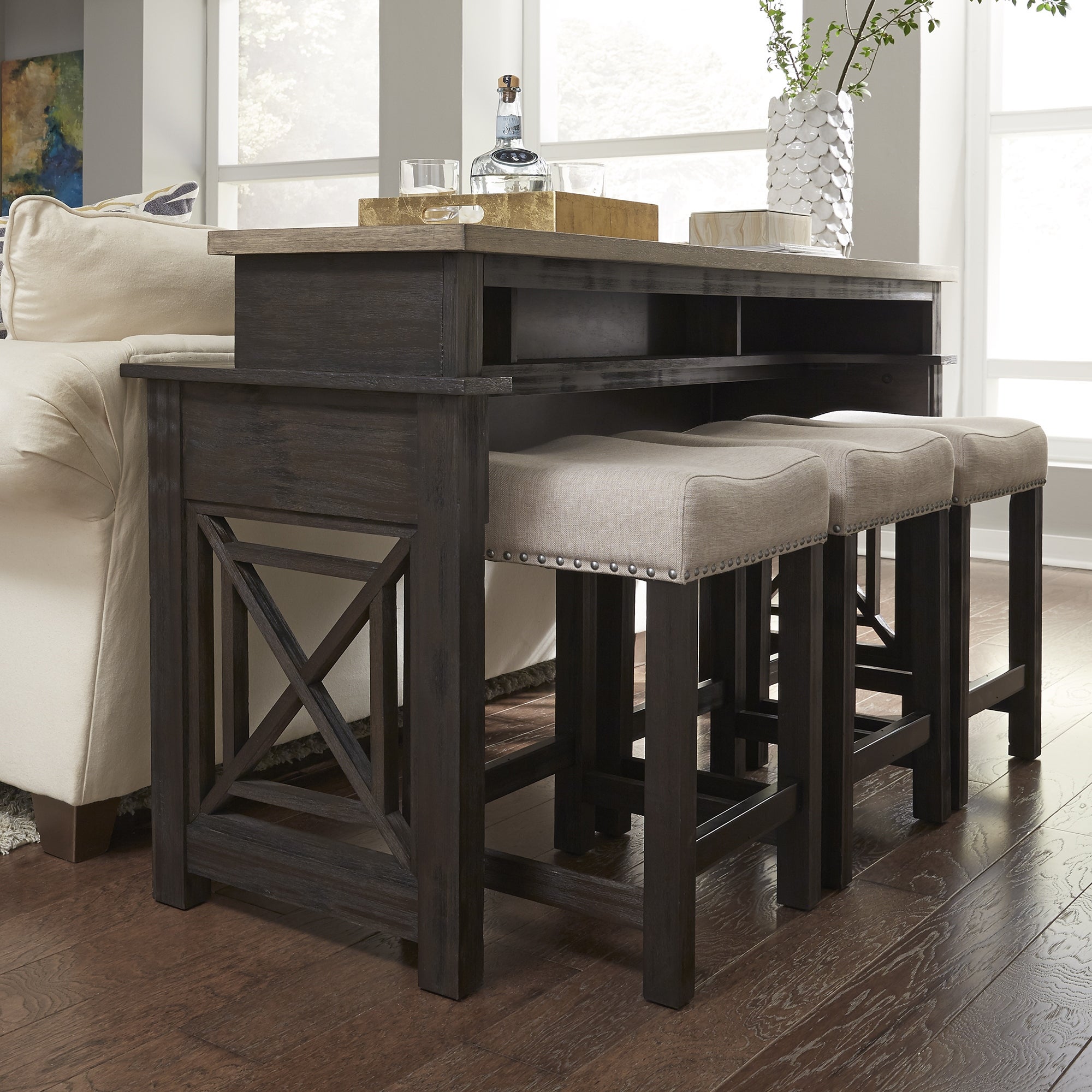 Heatherbrook Charcoal and Ash Console Bar Table