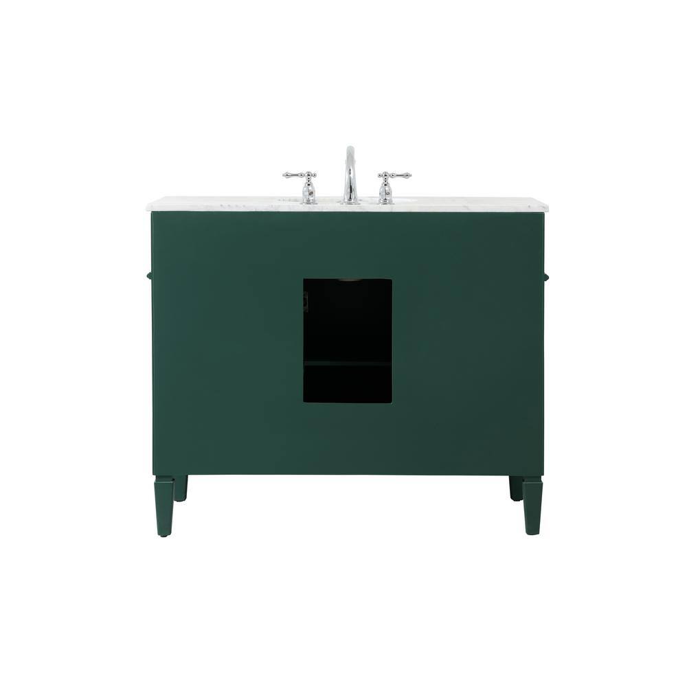 Simply Living 42 in. W x 21.5 in. D x 35 in. H Bath Vanity in Green with Carrara White Marble Top SL37626GN