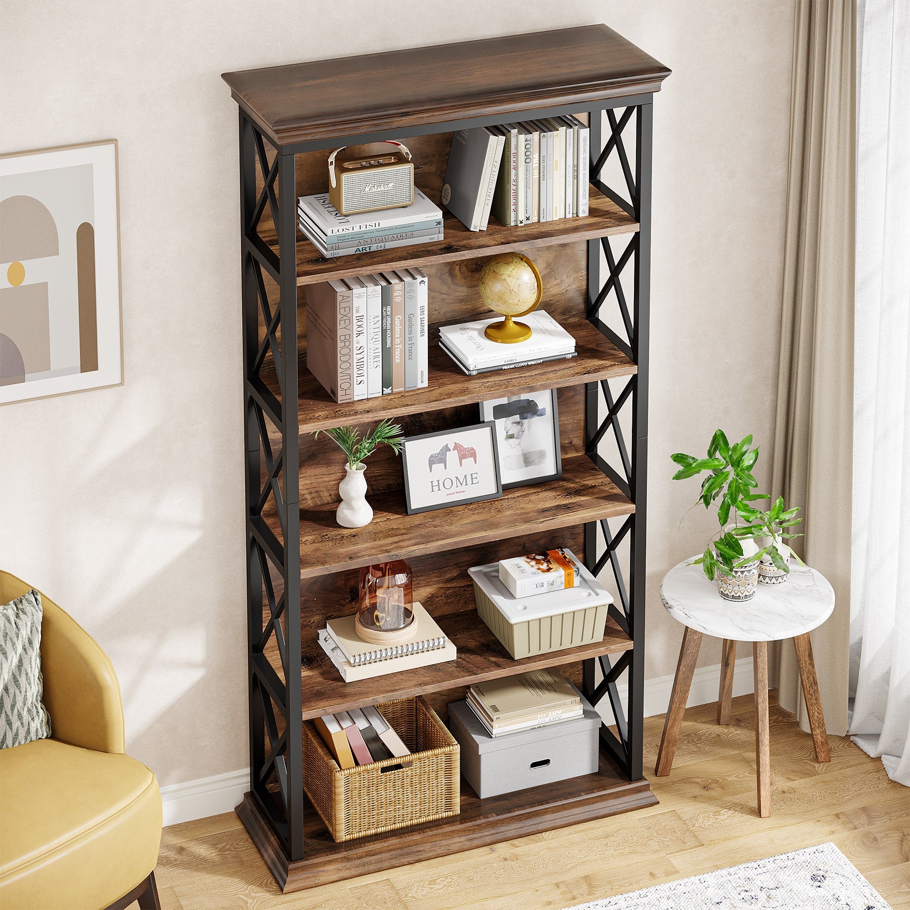 6-Tier Bookshelf, 70.87 Etagere Bookcase for Home Office