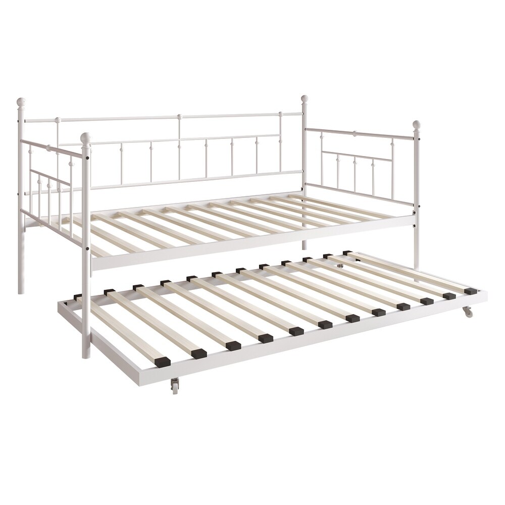 CraftPorch Classic Victorian Metal Twin Daybed with Trundle