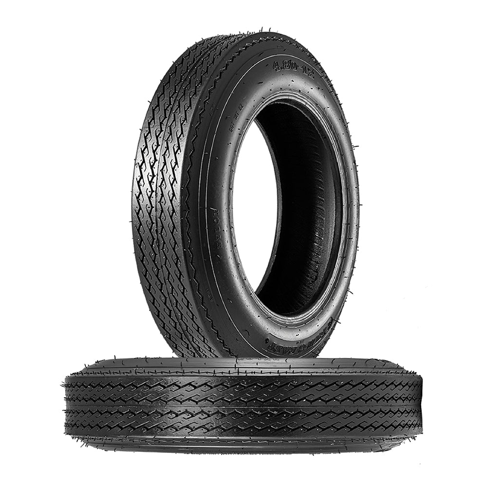 Albott Set of 2 4.80-12 Bias Trailer Tires 6PR 480-12 4.80x12 Hightway Boat Motorcycle Tires， Load Range C