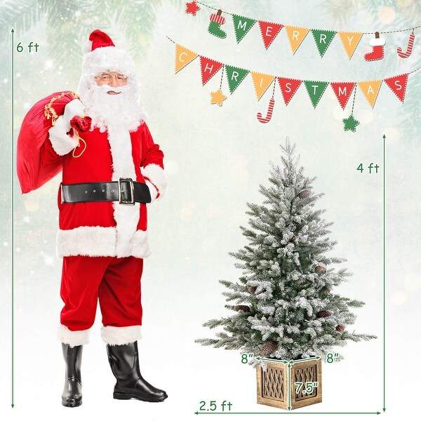 Costway 1 PCS 4 FT Artificial Xmas Tree Flocked Christmas Tree with