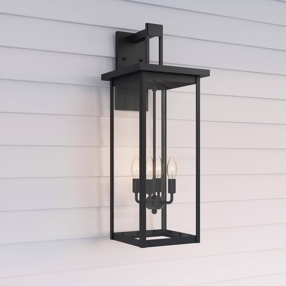 Millennium Lighting 27 in. 4-Light Powder Coat Black Outdoor Wall-Light Sconce with Clear Glass 2603-PBK