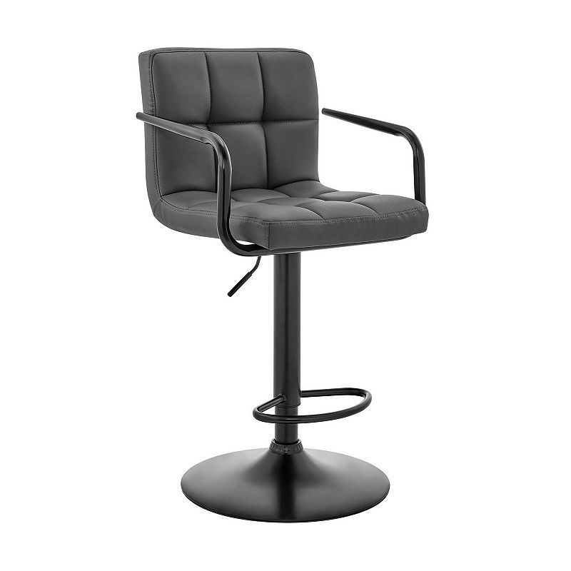 20 Inch Metal and Leatherette Swivel Bar Stool， Black