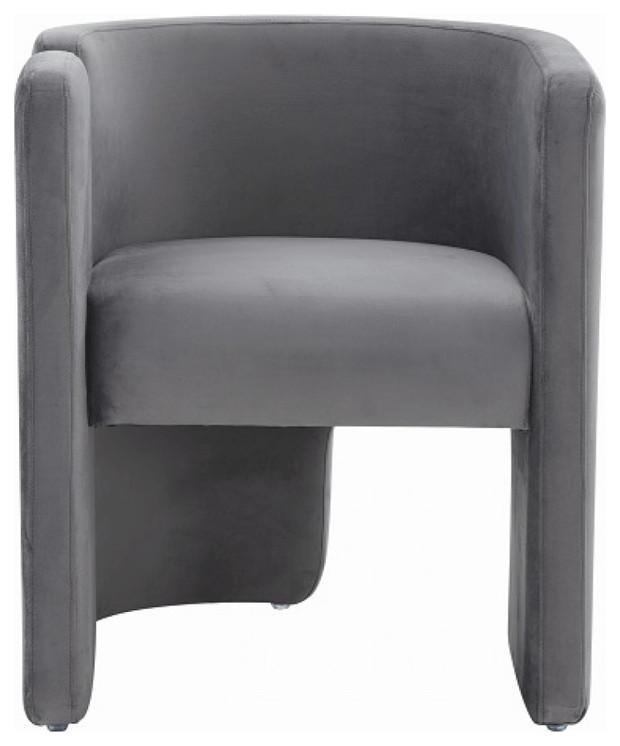 24 quotGrey Velvet Asymmetrical Base Arm Chair   Transitional   Armchairs And Accent Chairs   by HomeRoots  Houzz