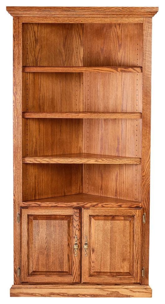 Traditional Oak Corner Bookcase from Corner 72H   Traditional   Bookcases   by Oak Arizona  Houzz