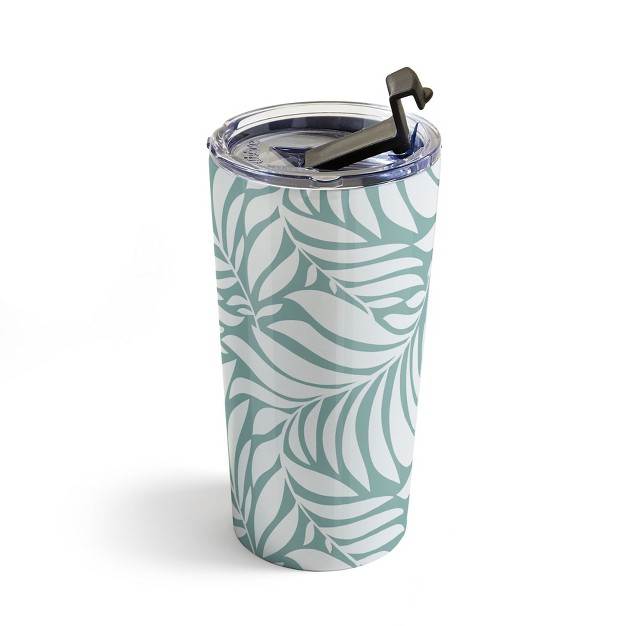 Heather Dutton Flowing Leaves Seafoam Travel Mug 20 Oz Stainless Steel Travel Mug Deny Designs