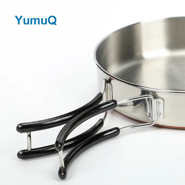 YumuQ 6 Pieces Stainless Steel Camping kitchen Cookware Set With Plastic Cup For Outdoor Hiking Travel Picnic