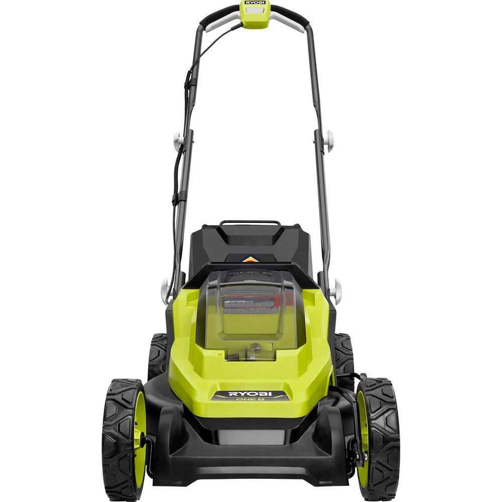 RYOBI ONE+ 18V 13 in. Cordless Battery Walk Behind Push Lawn Mower with 4.0 Ah Battery and Charger P1180