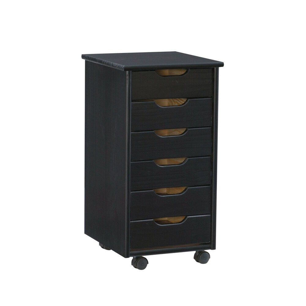 26” Black Rolling Storage Cabinet with 6 Drawer