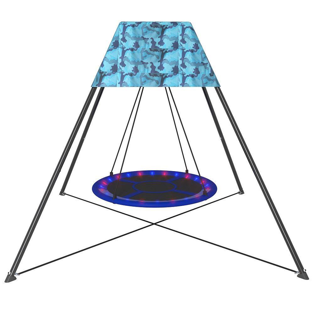 Amucolo Blue Nest Swing Stand with OXFORD Tent and Nest Swing and LED Strips YeaD-CYD0-BK56