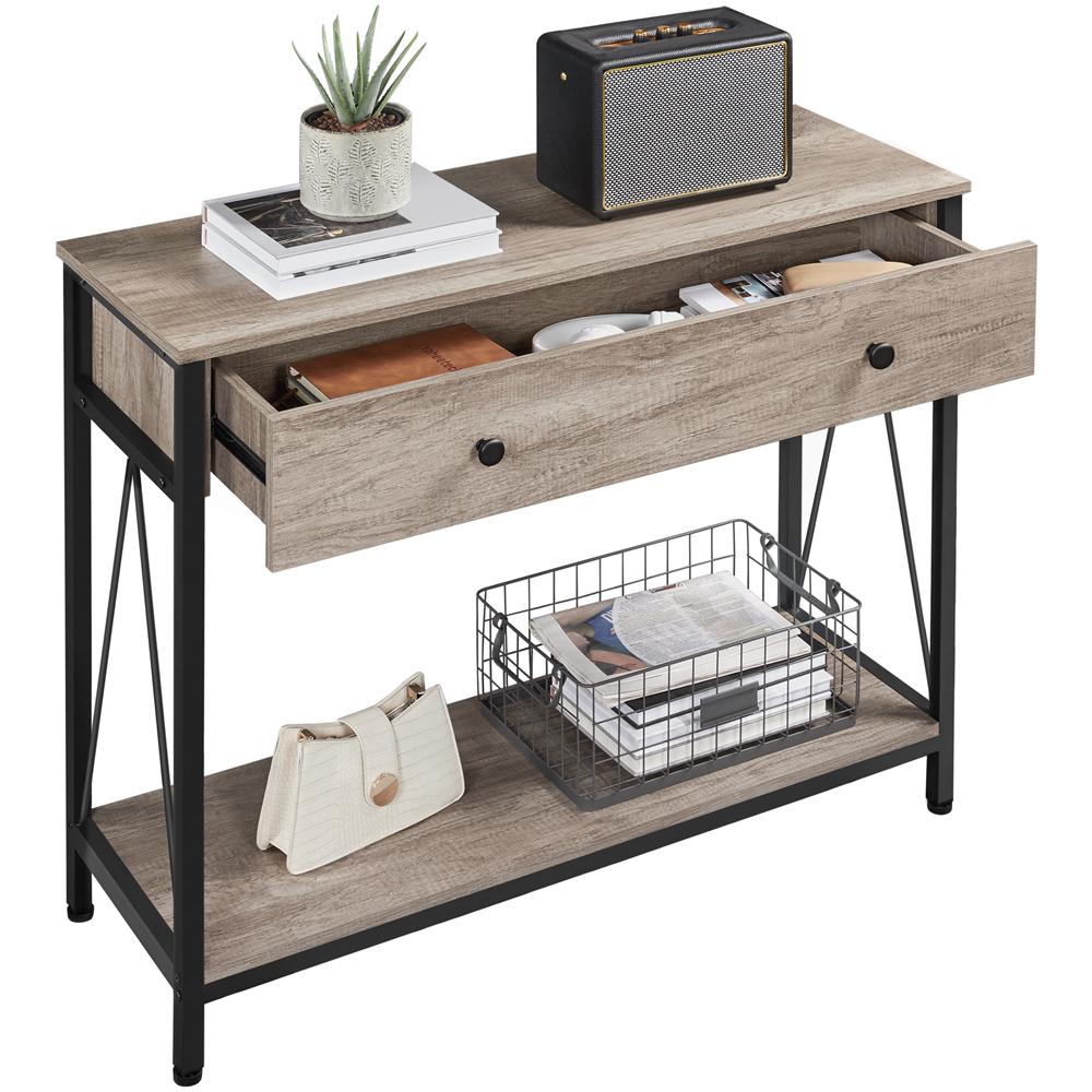 SmileMart 2Tier MetalFrame Console Table with Drawer Grey  Crowdfused