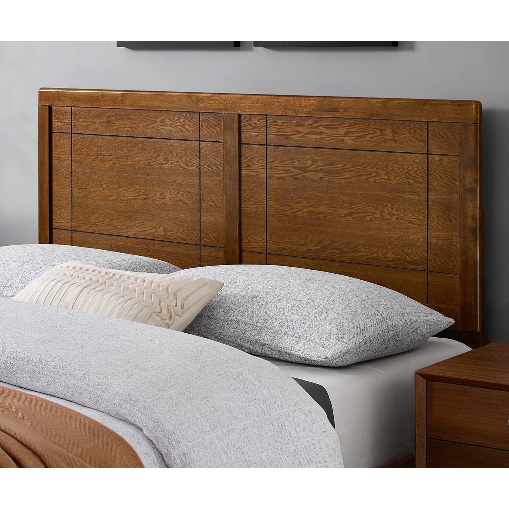 Viola Country Style Queen Size Walnut Wooden Headboard - - 32157955