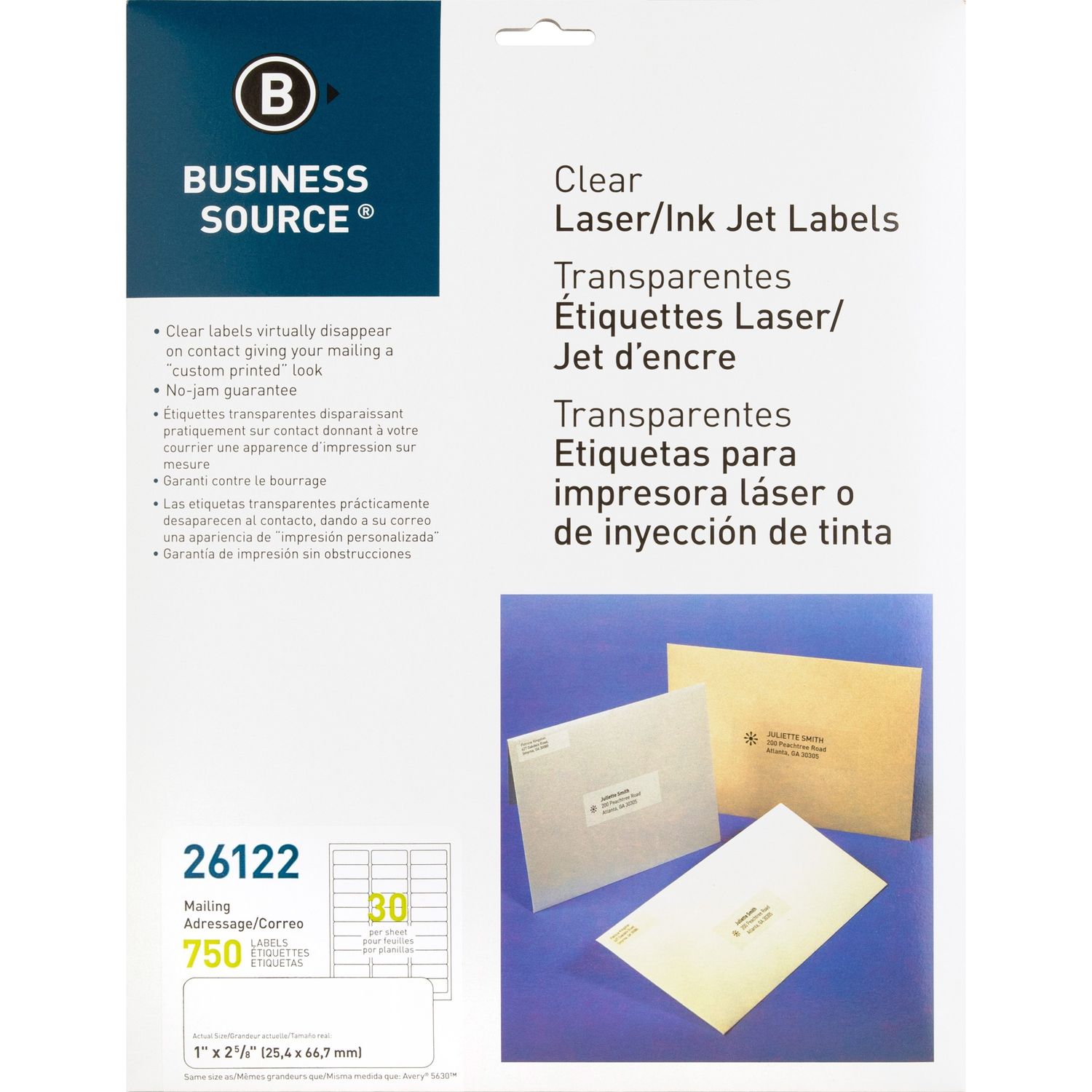 Clear Laser Print Mailing Labels by Business Source BSN26122