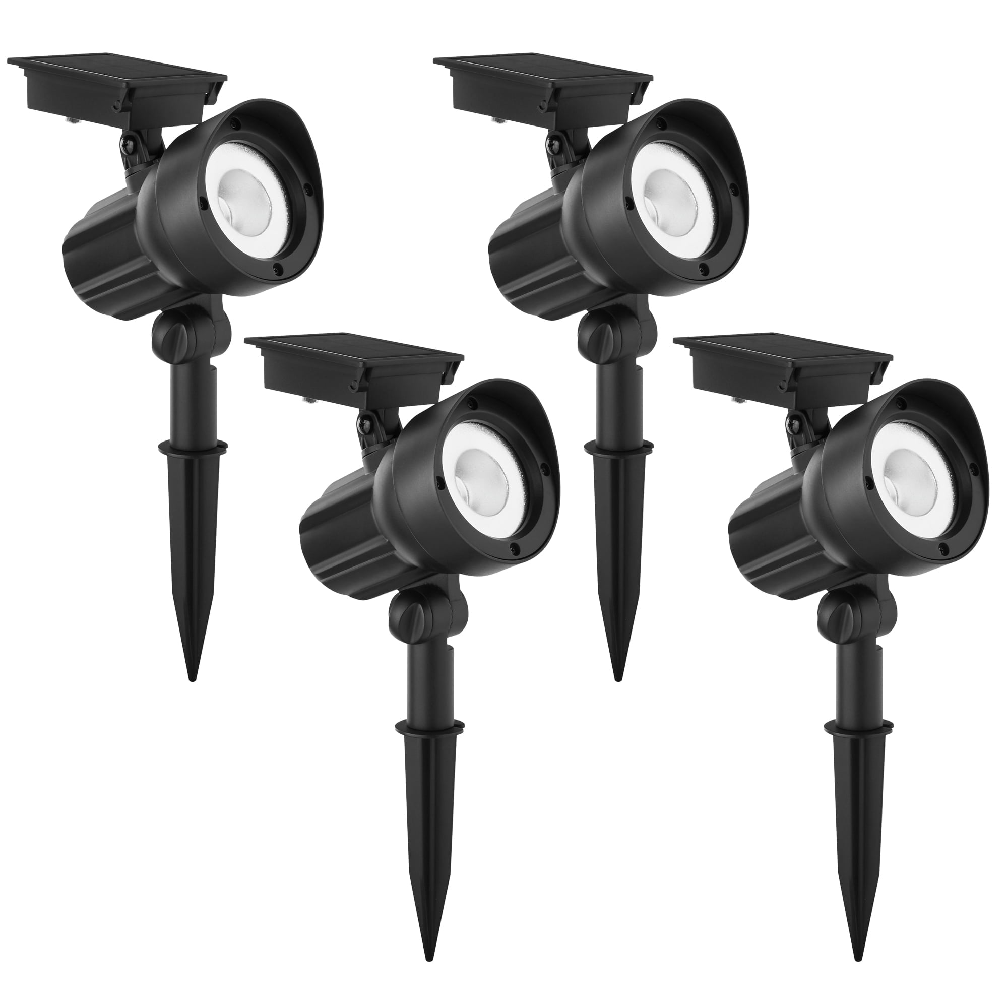 Mainstays Solar Powered Black LED Landscape Spot Light with Plastic Lens， 20 Lumens (4 Count)