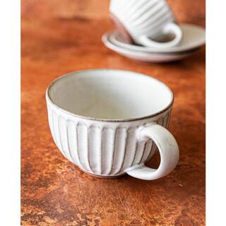 Over and Back 13.8 oz. GrayCream Stoneware Cup and Saucer (Set of 4) 933174