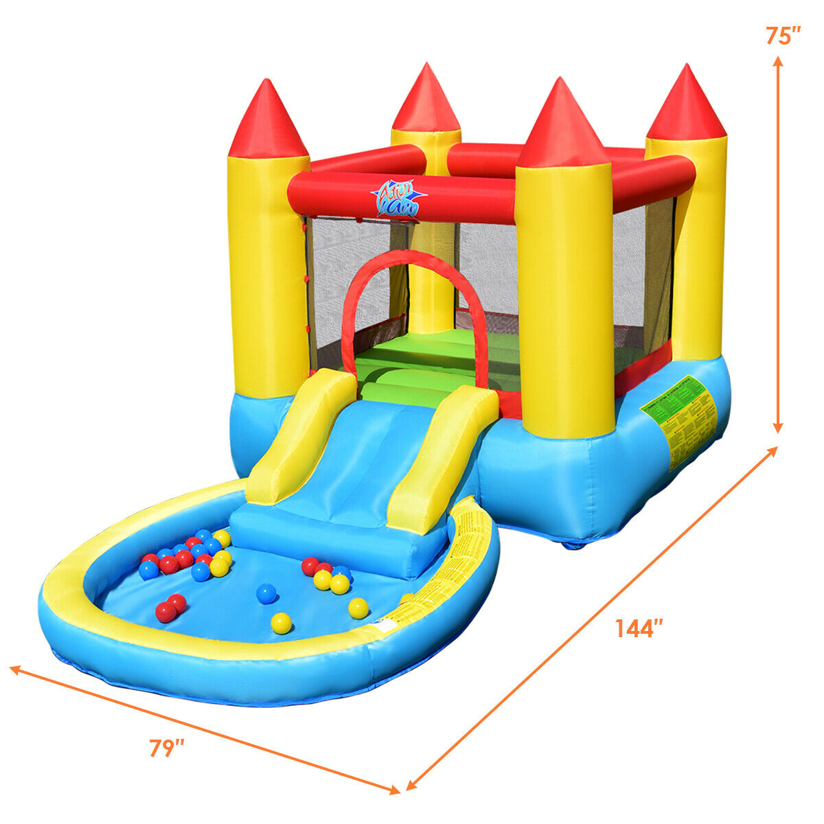 Gymax Inflatable Bounce House Kids Slide Jumping Castle Bouncer w/Pool and 480W Blower