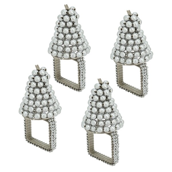 Pearl Napkin Rings With Christmas Tree Design (Set of 4)