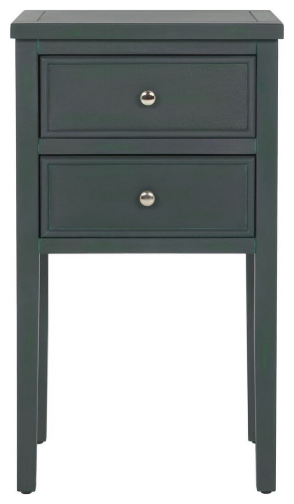 Idra End Table With Storage Drawers Dark Teal   Transitional   Side Tables And End Tables   by AED Luxury Home Decor  Houzz