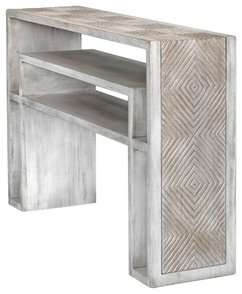 Uttermost Genara Bone White Carved Console Table   Farmhouse   Console Tables   by Hansen Wholesale  Houzz