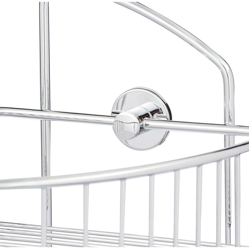 No Drilling Required Draad Rustproof Solid Brass Shower Caddy 16 in. Double Shelf Corner Mount with Hook in Chrome DK210-CHR