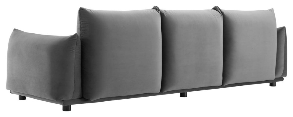 Sofa  Velvet  Brown  Modern  Living Lounge Room Hotel Lobby Hospitality   Contemporary   Sofas   by House Bound  Houzz