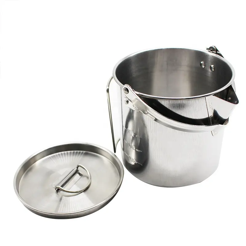 1.2L Foldable Handles Lids Hiking Pot Stainless Steel Camping Tea Kettle for Camping Hiking Picnic