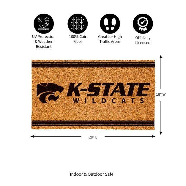 Evergreen Kansas State University Logo Turf Mat Brown 28 X 16 Inches Indoor Outdoor Doormat