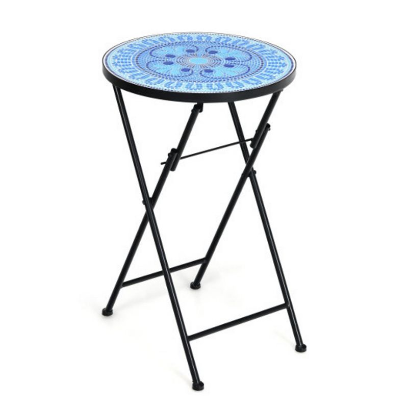 Round End Table with Ceramic Tile Top