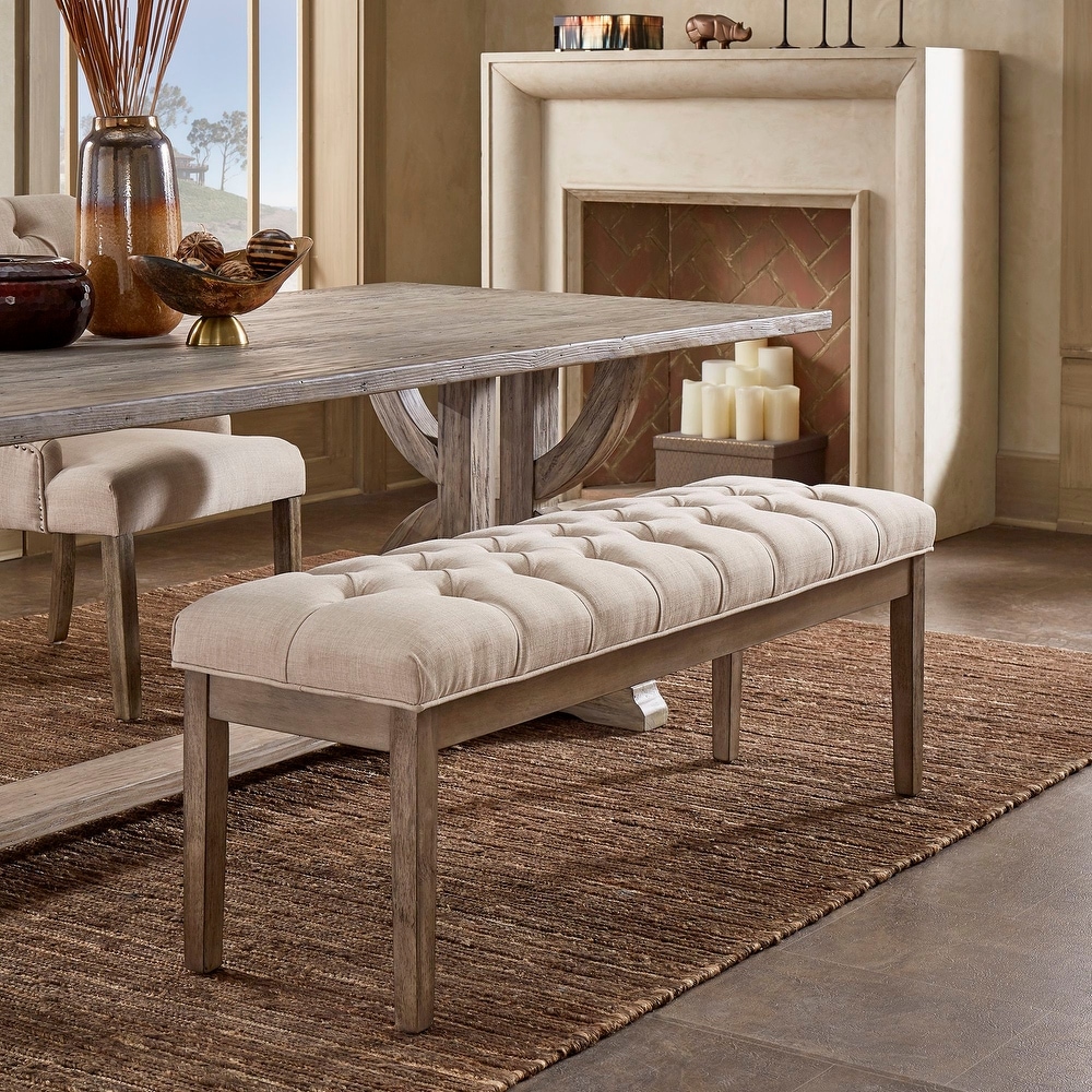 Benchwright Premium Tufted Reclaimed Look 52 inch Upholstered Bench by iNSPIRE Q Artisan