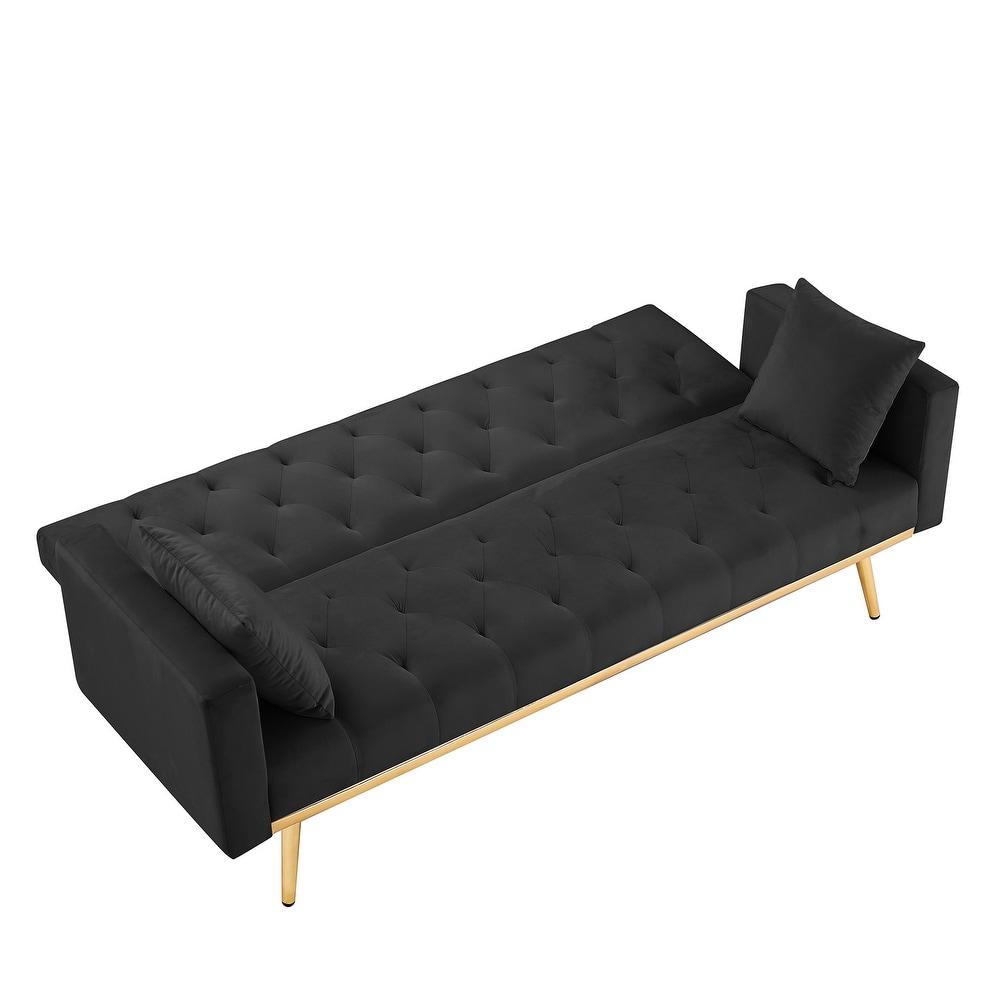 Folding Futon Sofa Bed  Velvet Sleeper Sofa for Compact Living Space