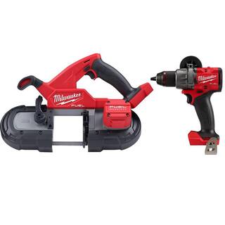 MW M18 FUEL 18-Volt Lithium-Ion Brushless Cordless Compact Bandsaw with M18 FUEL Hammer Drill 2829-20-2904-20